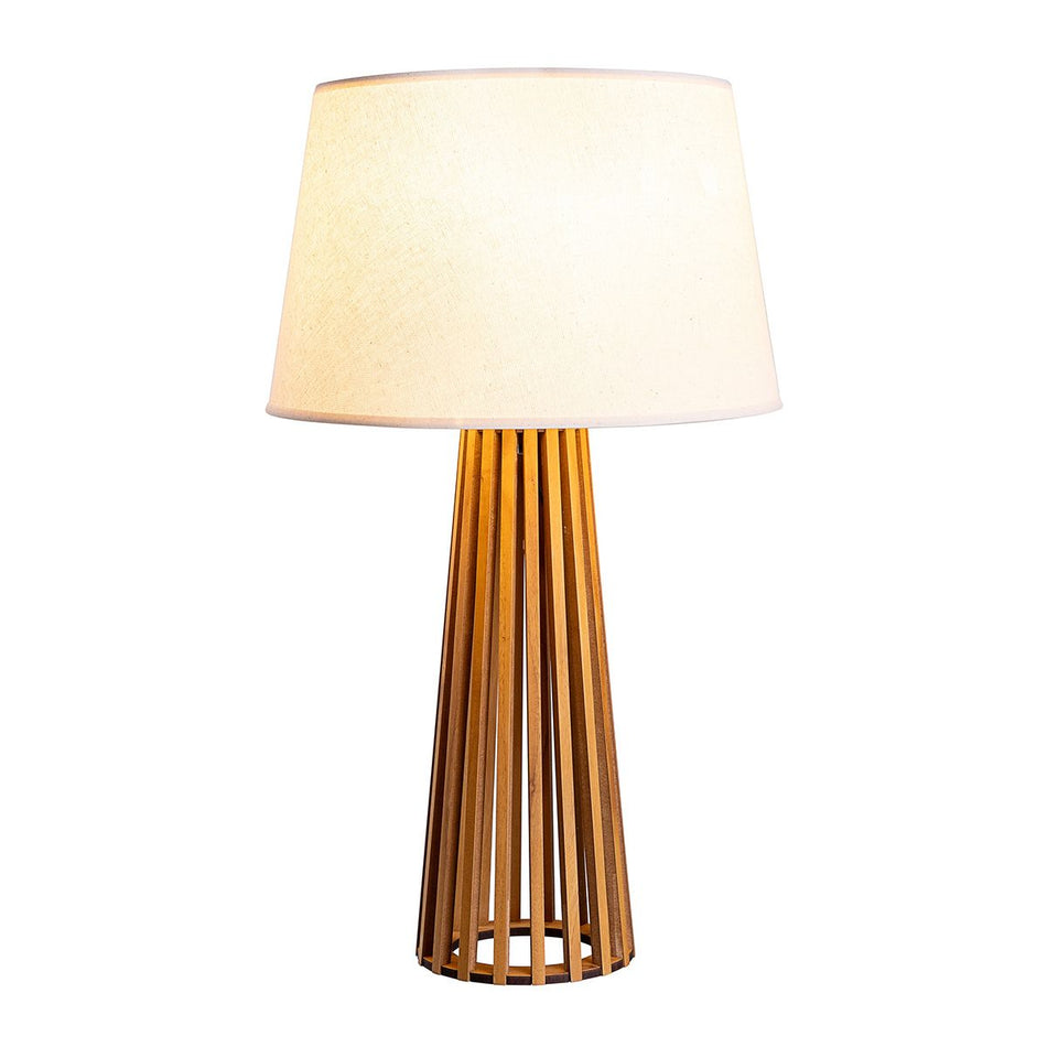 QUINTIESSE LIGHTING Slatted Table Lamp - Teak Veneer