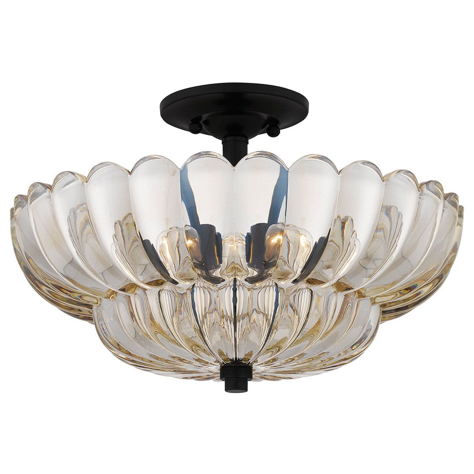 ELSTEAD Lighting Whitecap 4 lt Semi Flush Medium - Tinted Amber Glass with Mottled Cocoa Brown