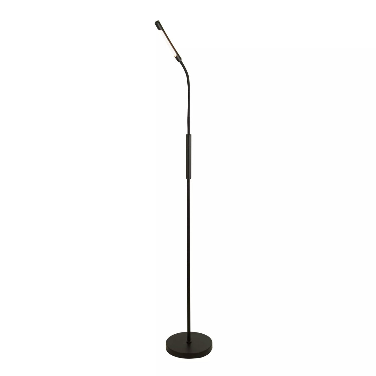 Rechargeable cordless Black floor lamp with adjustable arm on a white background
