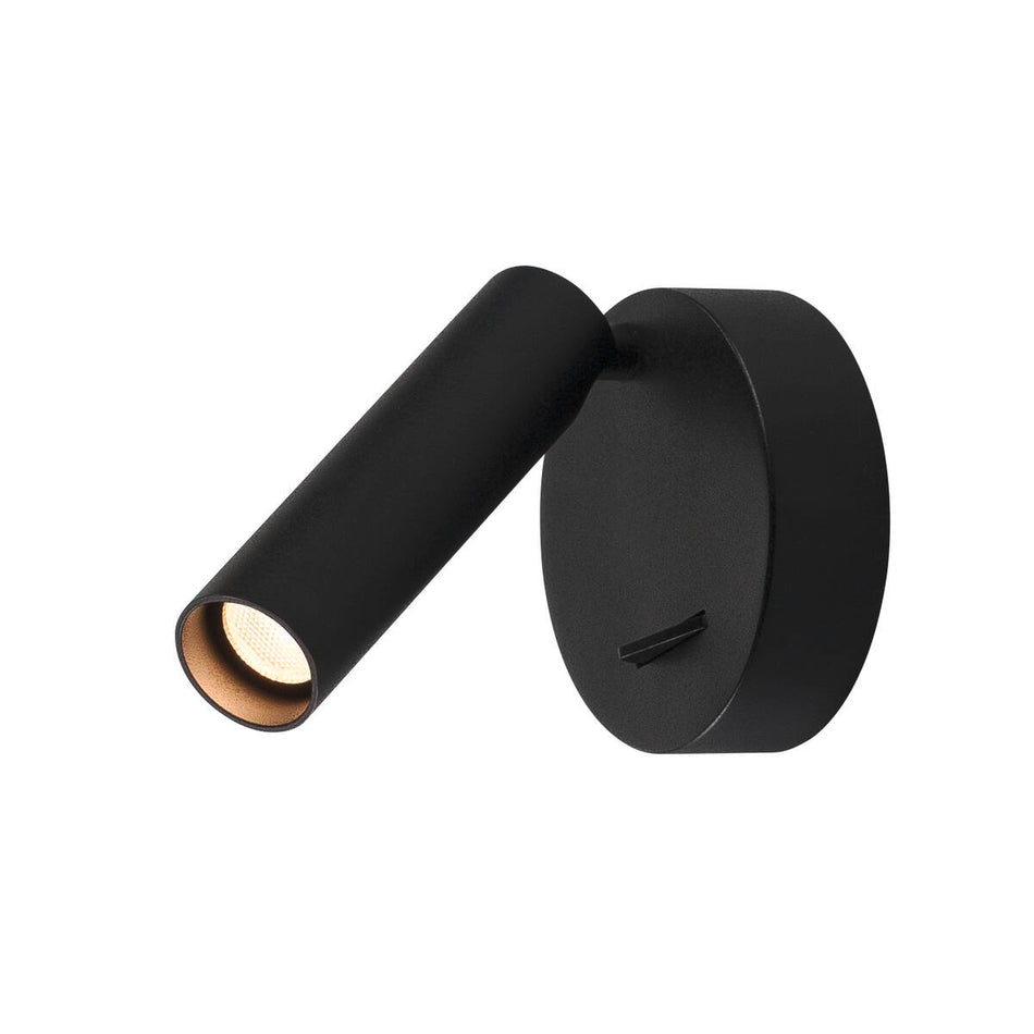 KARPO Wall and ceiling light, single-headed, LED, 3000 K, round, black, with switch, 6 W
