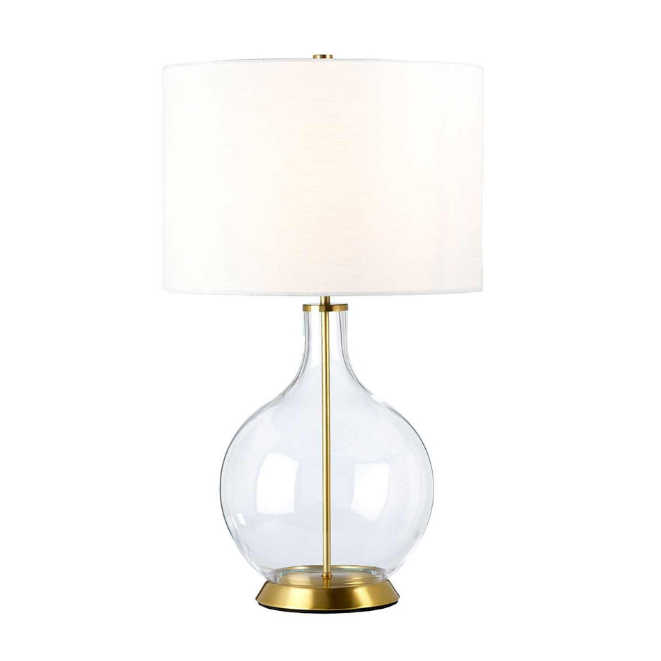 Orb 1 Light Table Lamp (Complete with Black Shade) - Aged Brass with Black Shade
