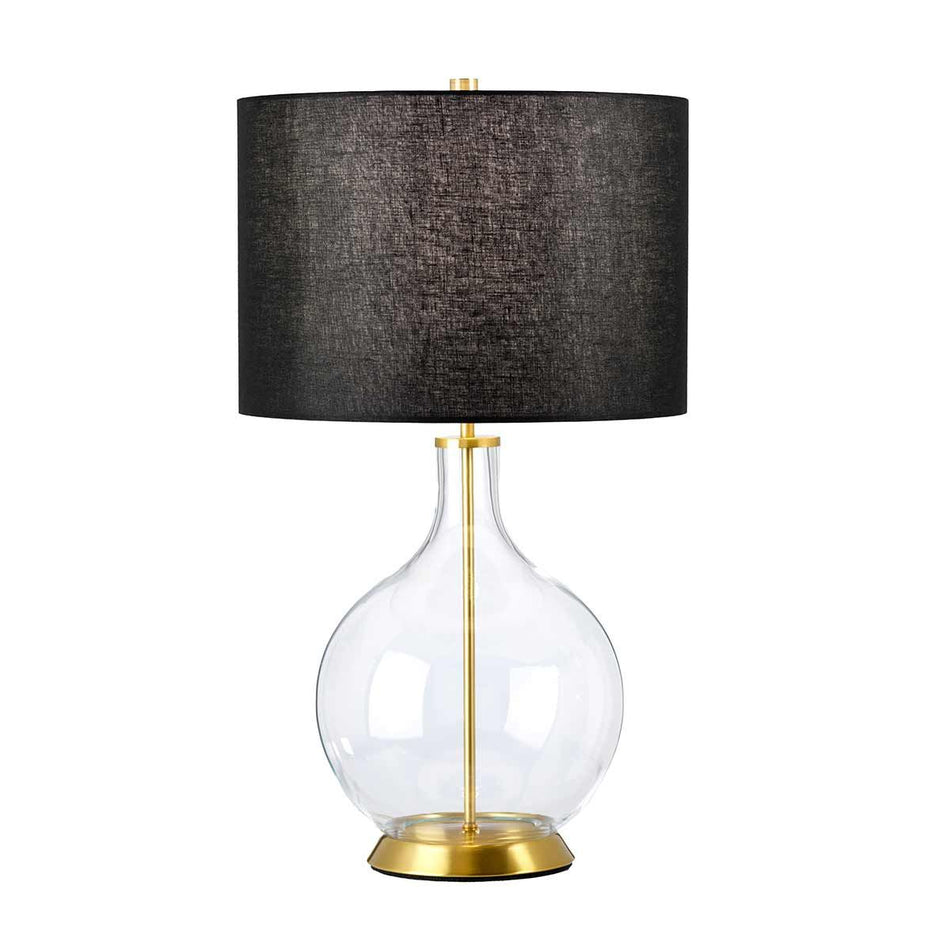 Orb 1 Light Table Lamp (Complete with Black Shade) - Aged Brass with Black Shade