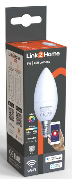 Link2Home E14 WIFI Candle Lamp with RGB
