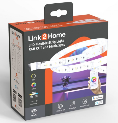 Link2Home 5m LED Tape with RGB WIFI+Bluetooth & Music Sync